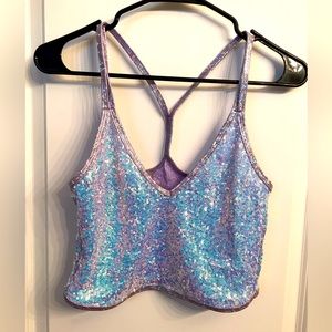 Sequin double strap crop top